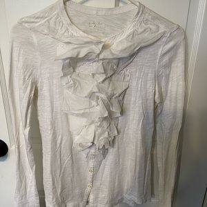 Loft white cardigan with ruffles
